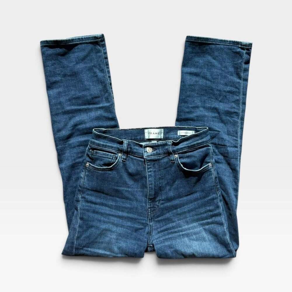FRAME Le Sleek Straight Jeans | Dark Indigo Wash | High Rise | Womens Size 26